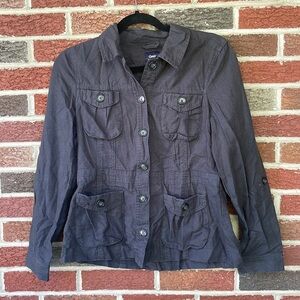 GAP- NWTS charcoal, gray utility jacket (small) Material is linen/cotton.